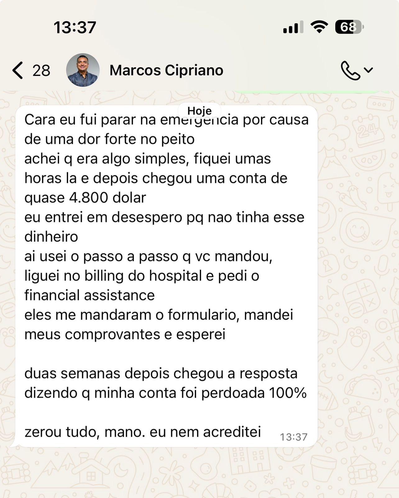 Resultado — Marcos, Emergência por dor no peito